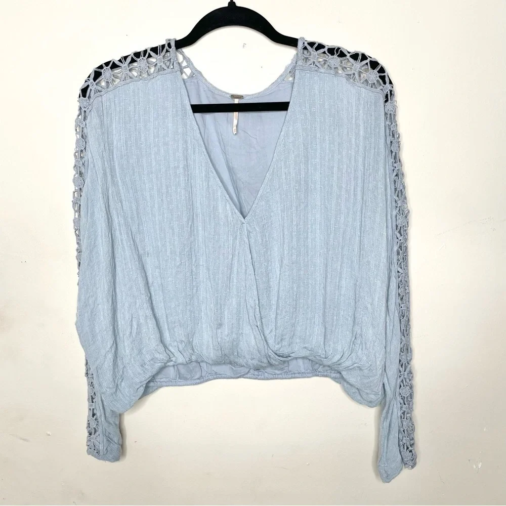 Free‎ People Runaway Crochet Lace Banded Wrap Top